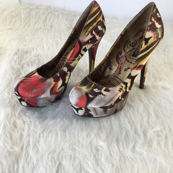 Sexy Dancer Stiletto Feather Floral Platform - Picture 3 of 7